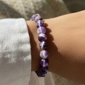 Tucson Gem Show Natural Dream Amethyst Beaded Stretch Bracelet, 8mm